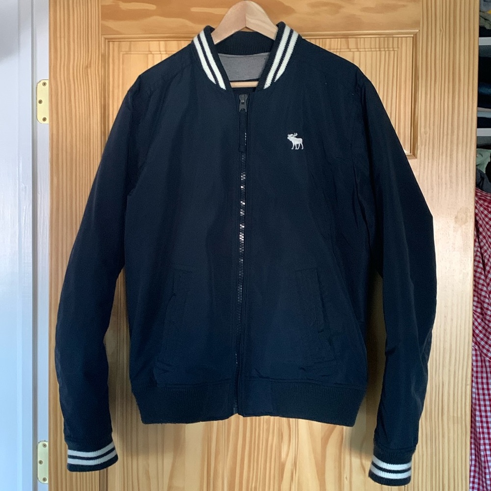 Abercrombie & Fitch White and Blue Varsity Jacket